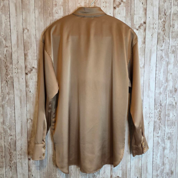 Womens Karl Lagerfeld Oversized Button Down Shirt Size M Gold - Picture 7 of 7